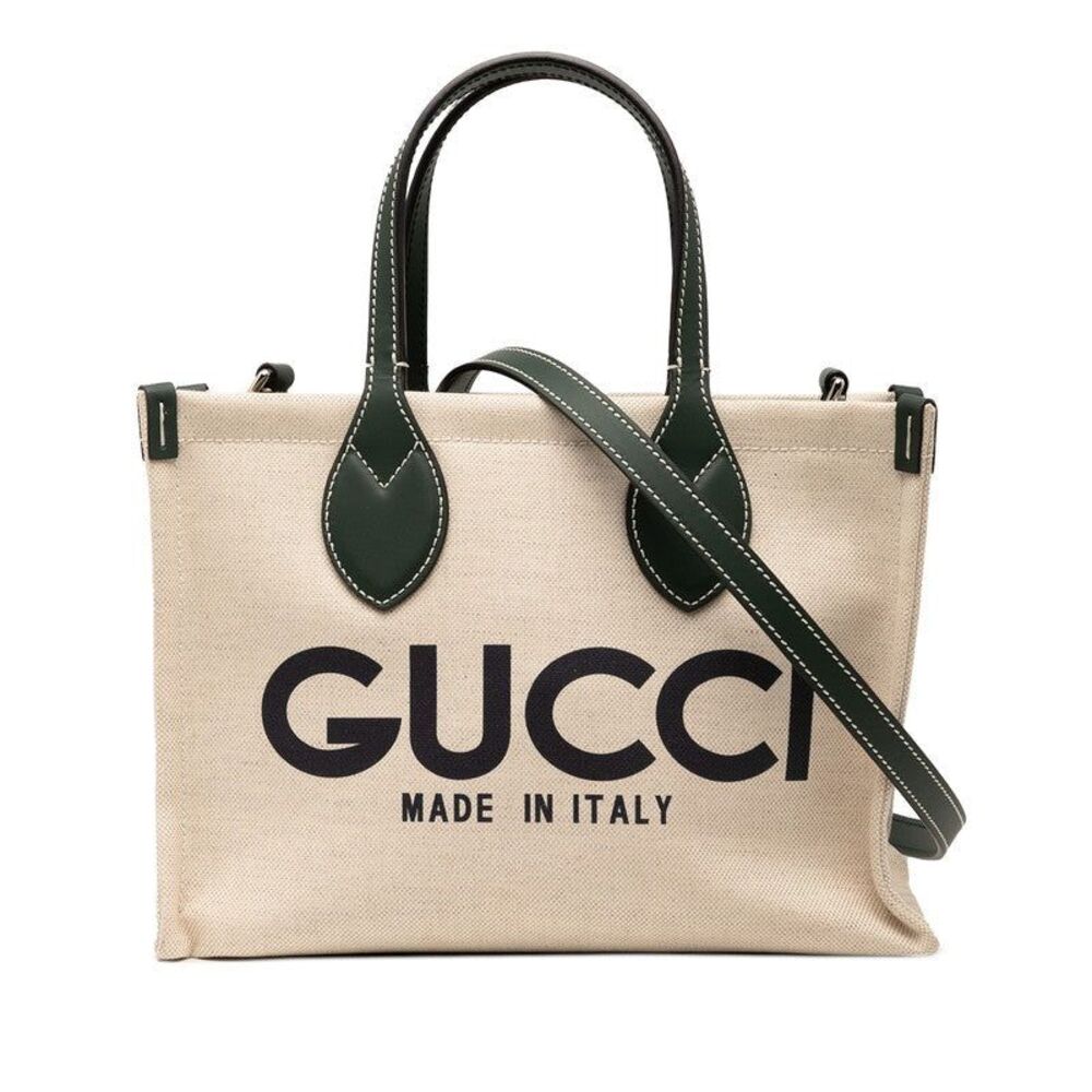 Gucci Logo Print Canvas Leather 2way Bag